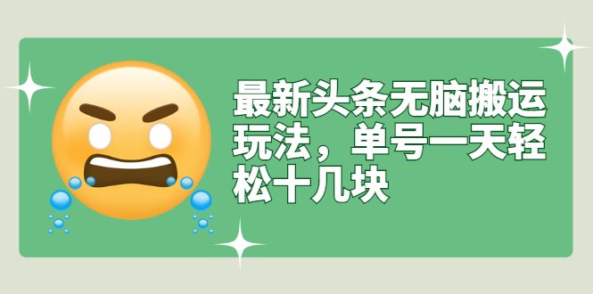 【副业项目3134期】最新头条无脑搬运教程，多号操作日赚几百块【实操课程+搬运软件】-行行副业