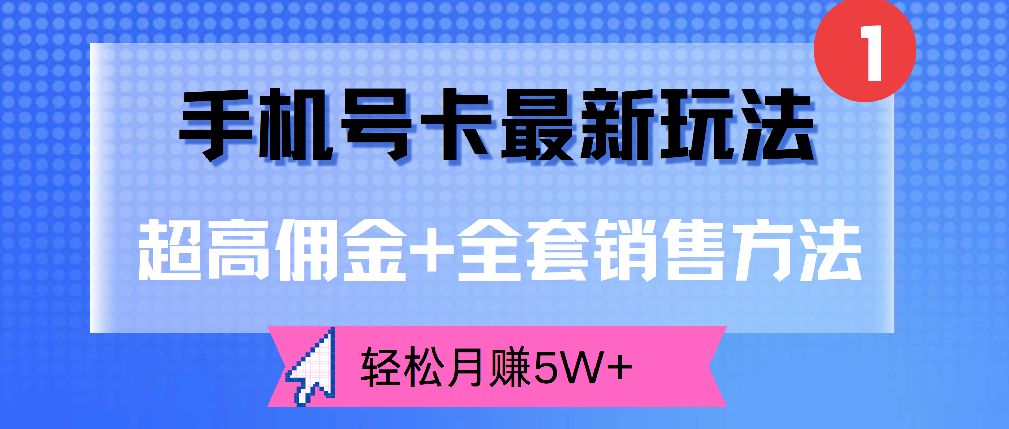 超高佣金+全套销售方法，手机号卡最新玩法，轻松月赚5W+-行行副业