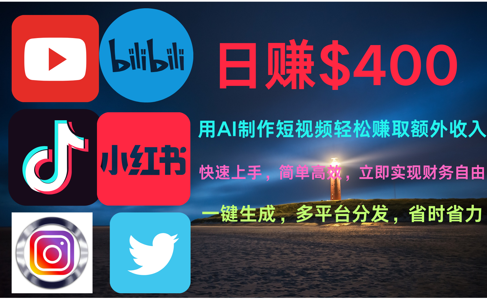 玩转全网视频平台，创造视频就能轻松赚取每天400美金-行行副业