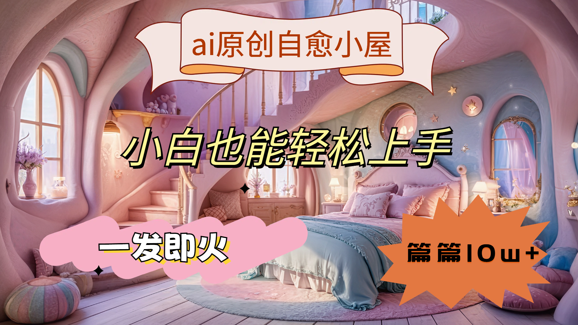 ai原创治愈小屋，小白也能轻松上手，一发即火，篇篇10w+-行行副业