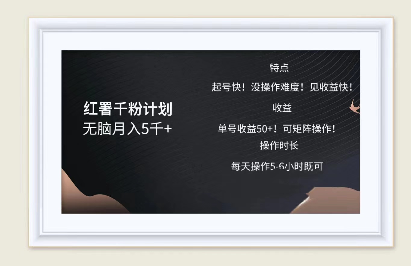 红薯千粉计划无脑月入5千➕！既做既赚！-行行副业