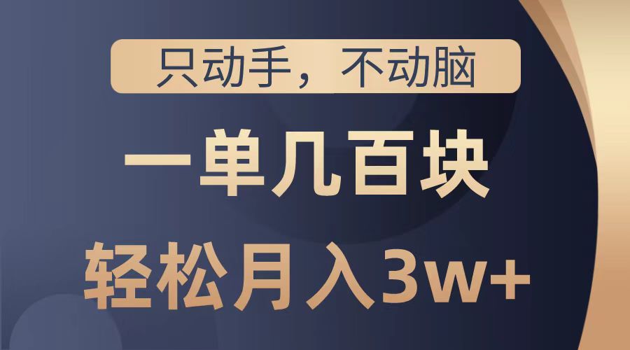 只动手不动脑，一单几百块，轻松月入2w+，看完就能直接操作，详细教程-行行副业
