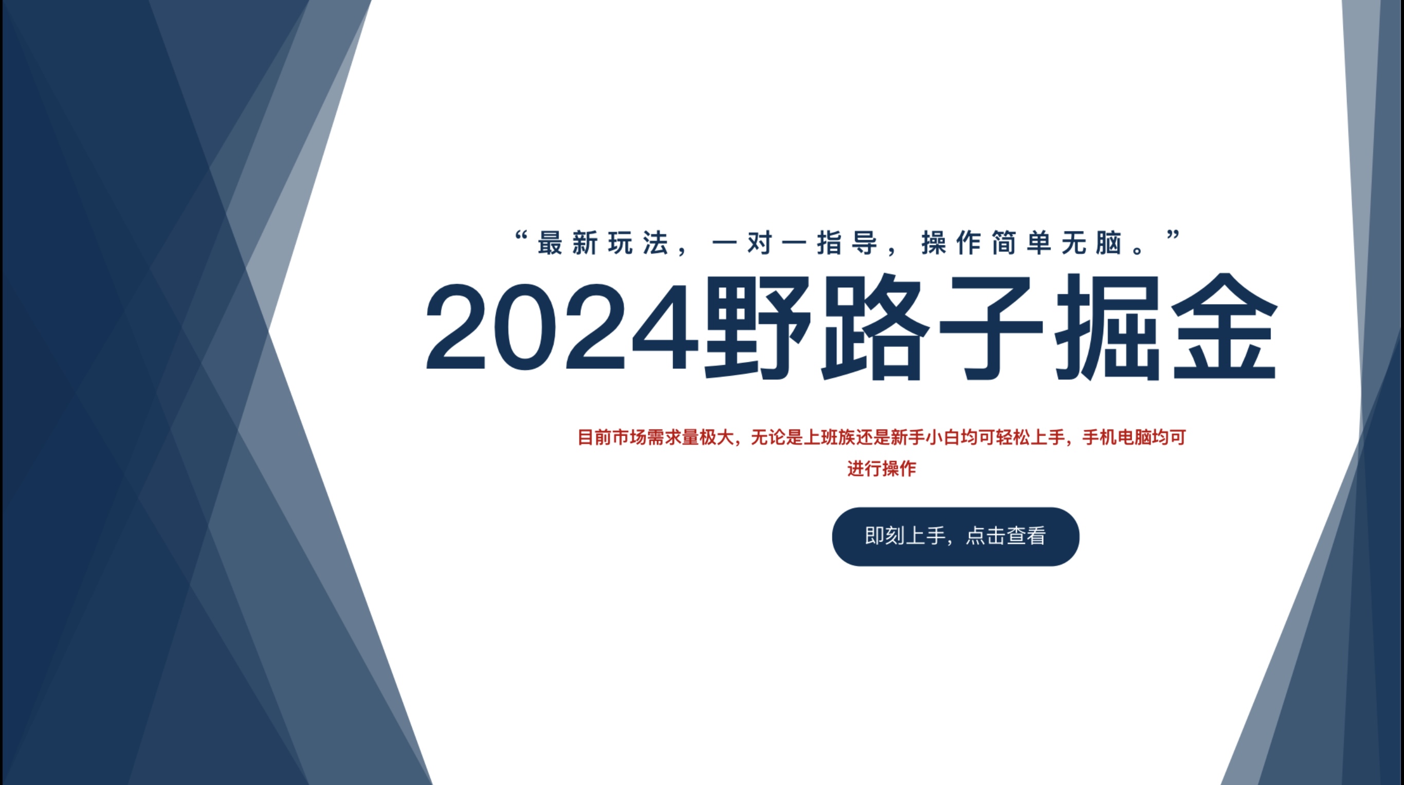 2024野路子掘金，最新玩 法， 一对一指导，操作简单无脑。-行行副业