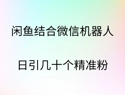 闲鱼结合微信机器人，日引几十个精准粉-行行副业