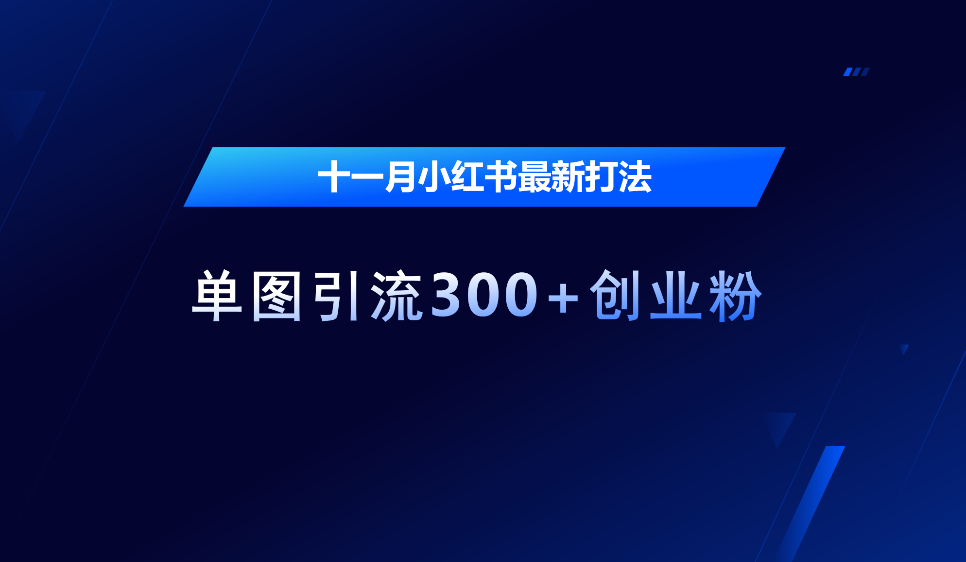十一月，小红书最新打法，单图引流300+创业粉-行行副业