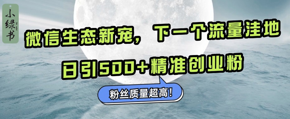 微信生态新宠小绿书：下一个流量洼地，粉丝质量超高，日引500+精准创业粉，-行行副业
