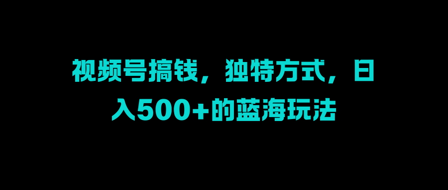 视频号搞钱，独特方式，日入500+的蓝海玩法-行行副业