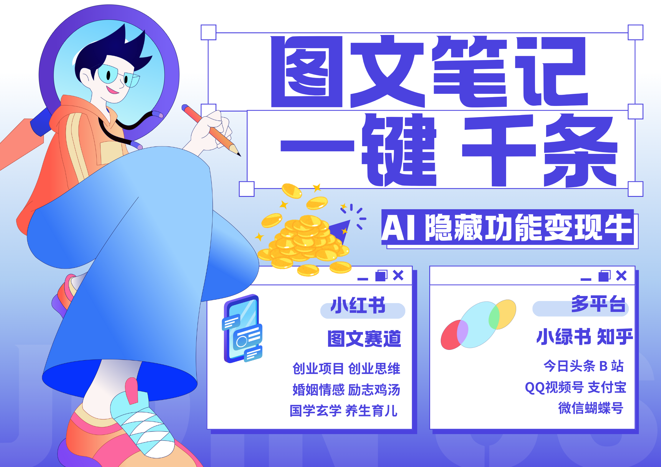 小红书小绿书 秒生图文一键千条 轻松变现3W+-行行副业