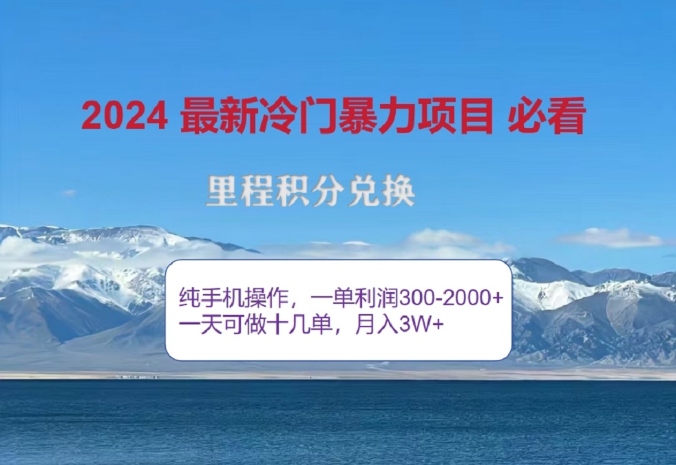 2024惊爆冷门暴利！出行高峰来袭，里程积分，高爆发期，一单300+—2000+，月入过万不是梦！-行行副业