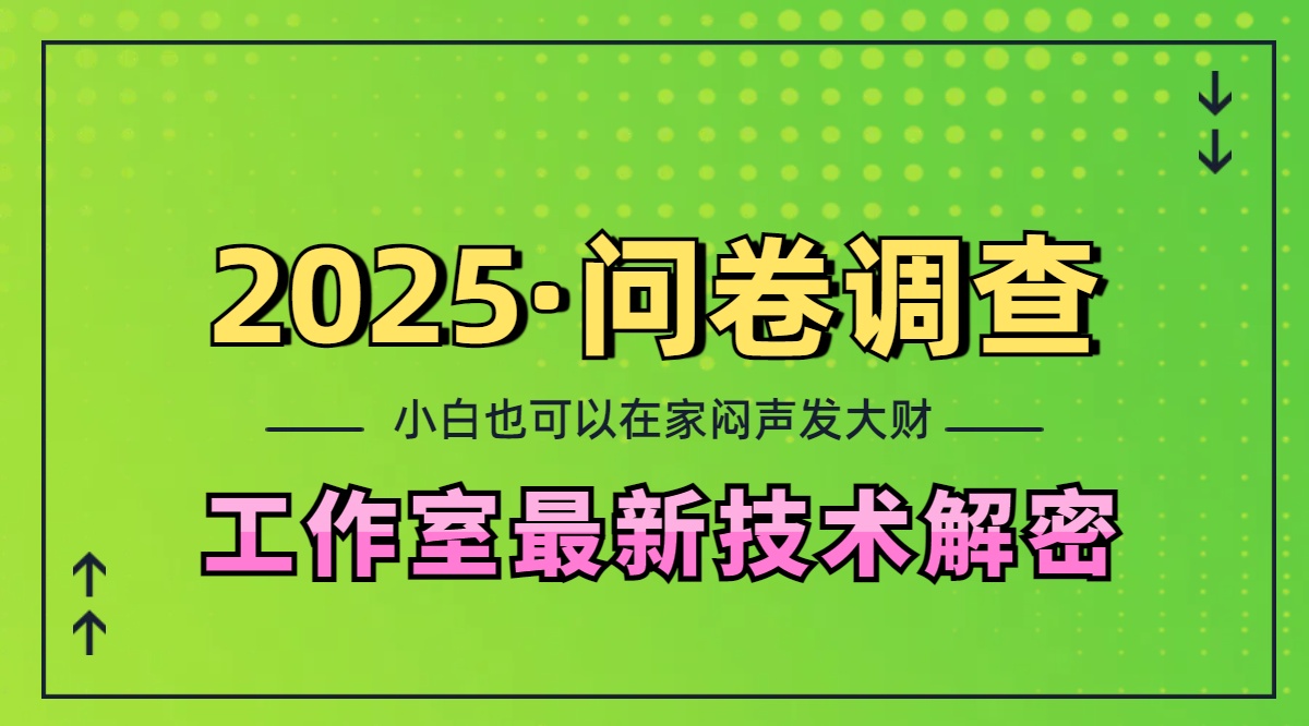 2025《问卷调查》最新工作室技术解密：一个人在家也可以闷声发大财，小白一天200+，可矩阵放大-行行副业