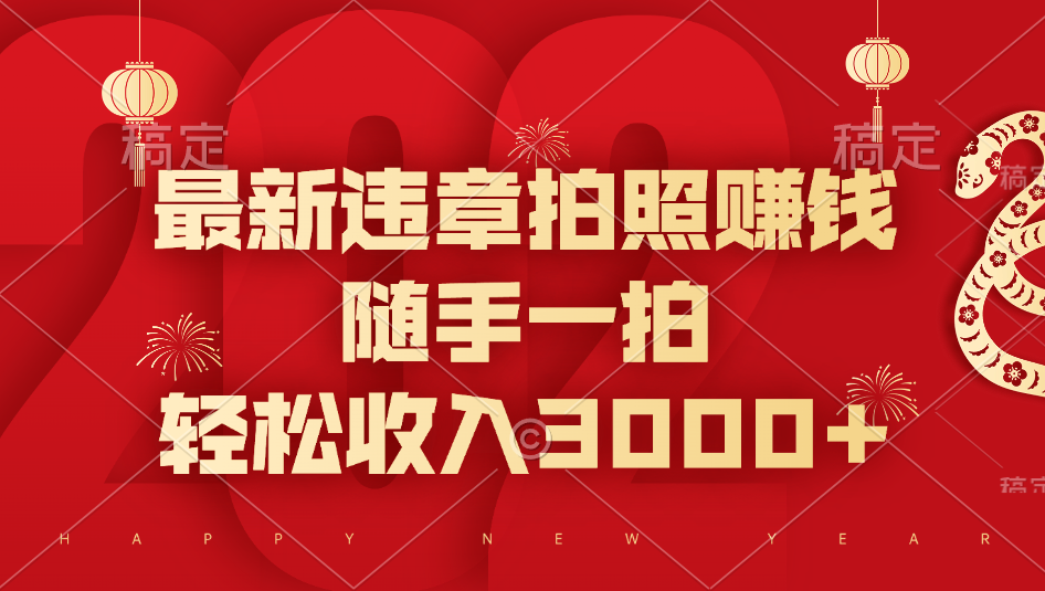 最新违章拍照赚钱，随手一拍，轻松收入3000+-行行副业