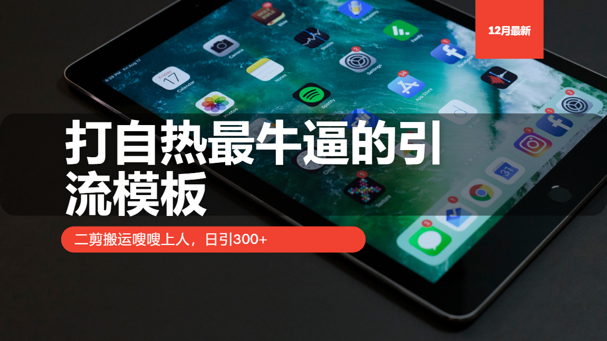 打自热最牛逼的引流模板，日引300+，二剪搬运嗖嗖上人-行行副业