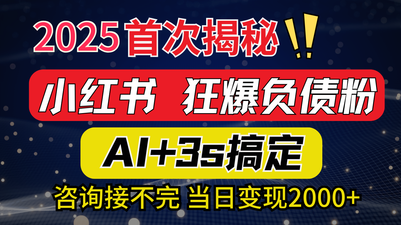 2025引流天花板：最新小红书狂暴负债粉思路，咨询接不断，当日入2000+-行行副业