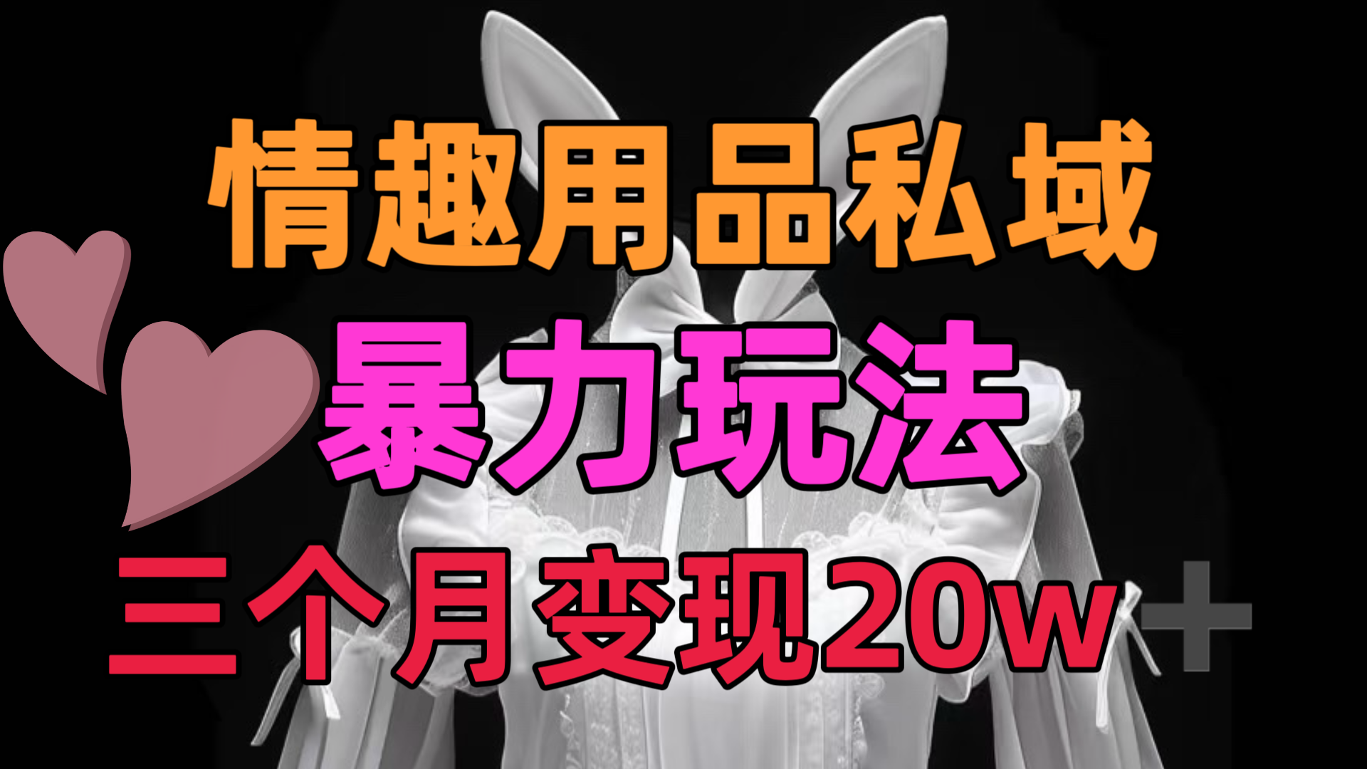 情趣用品私域，25年最新暴力玩法，三个月变现20w➕-行行副业