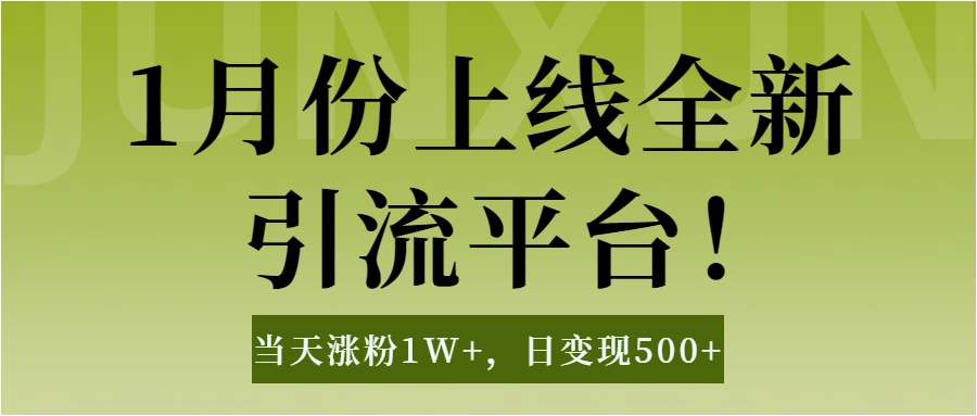 1月上线全新引流平台，当天涨粉1W+，日变现500+工具无脑涨粉，解放双手操作简单-行行副业