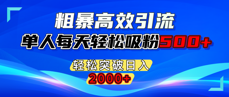 粗暴高效引流,单人每天轻松吸粉500+,轻松突破日入2000+-行行副业