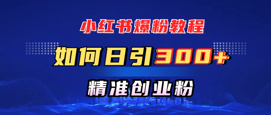 小红书爆粉教程，如何日引300+创业粉，快速实现精准变现！-行行副业