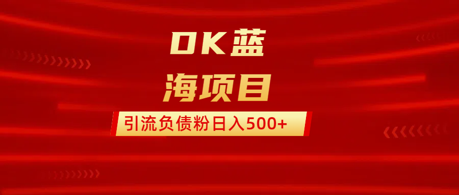 DK蓝海项目  通过，抖音，快手，小红书，引流负债粉日入500+-行行副业