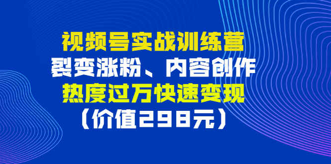 【副业项目3353期】视频号实战合集（视频号怎么创作推广涨粉）-行行副业
