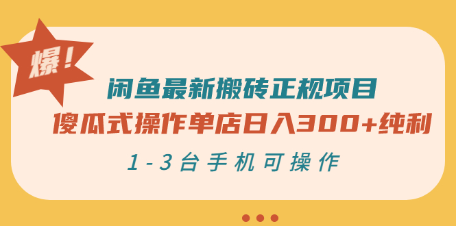 【副业项目3413期】闲鱼最新搬砖正规赚钱项目（手机上赚钱的副业）-行行副业