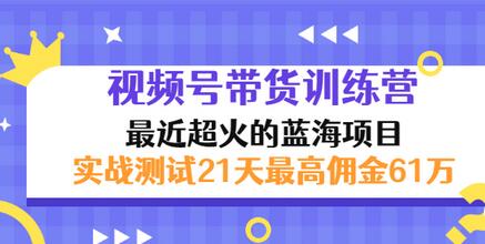 【副业项目3489期】视频号带货训练营，实战测试21天最高佣金61W（视频号带货怎么做）-行行副业