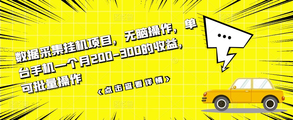 【副业项目3611期】数据采集挂机项目（手机上挣钱的副业）-行行副业