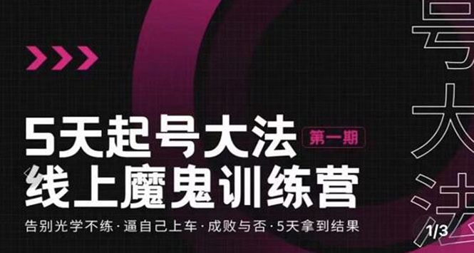 【副业项目3626期】五天起号魔鬼训练营，告别光学不练，逼自己上车，成败与否，5天拿到结果-行行副业