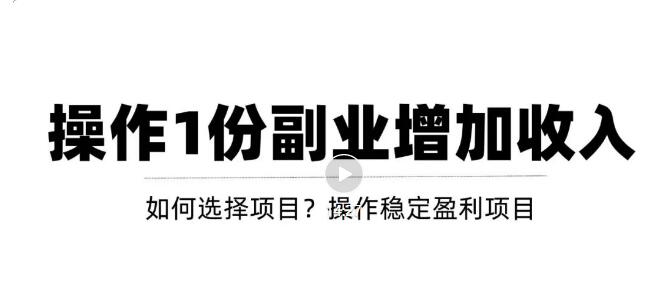 【副业项目3695期】新手如何通过操作副业增加收入，从项目选择到玩法分享！【视频教程】-行行副业