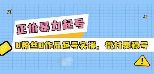 【副业项目3828期】抖音暴力起号实操课：抖音0粉丝0作品起号实操，0粉丝0作品直播-行行副业
