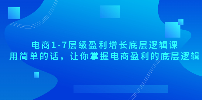 【副业项目3849期】电商1-7层级盈利增长底层逻辑课：用简单的话，让你掌握电商盈利的底层逻辑-行行副业