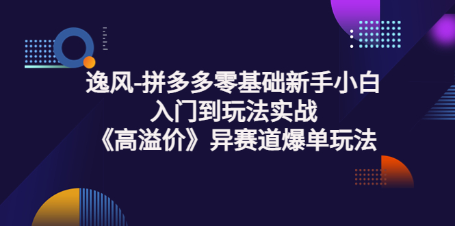 【副业项目3877期】逸风-拼多多新手小白入门到玩法实战，异赛道爆单玩法实操课-行行副业