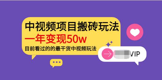 【副业项目3965期】《老吴·中视频项目搬砖玩法，一年变现50w》目前看过的的最干货中视频玩法-行行副业