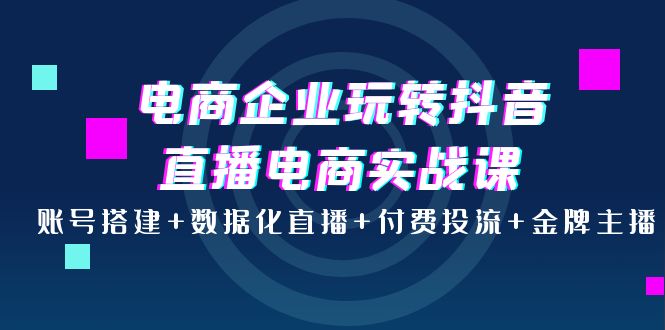 【副业项目4147期】电商企业玩转抖音直播电商实战课：账号搭建+数据化直播+付费投流+金牌主播-行行副业