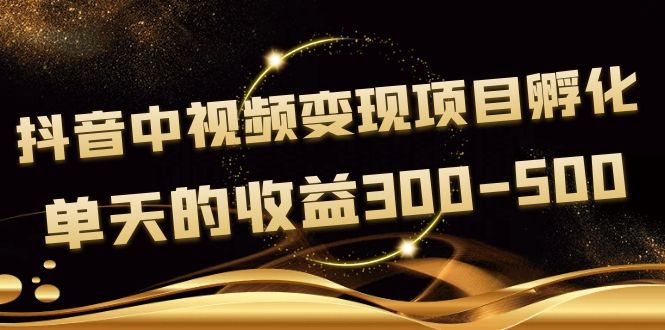 【副业项目4157期】黄岛主《抖音中视频变现项目孵化》单天的收益300-500 操作简单粗暴-行行副业