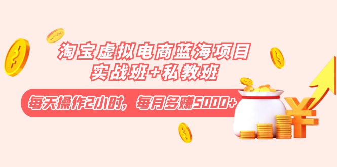 【副业项目4366期】淘宝虚拟电商蓝海项目实战班+私教班：每天操作2小时，每月多赚5000+-行行副业
