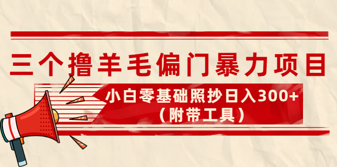 【副业项目4412期】外面卖998的三个撸羊毛偏门暴力项目，小白零基础照抄日入300+（附带工具）-行行副业