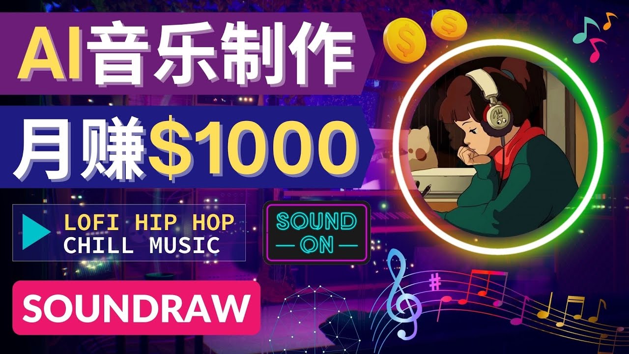 【副业项目4535期】无需任何音乐基础： 使用AI软件制作Lofi Hip Hop Chill Music 月赚1000美元-行行副业