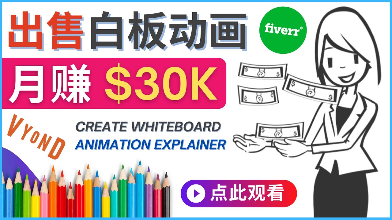 【副业项目4579期】如何用最简单制作白板动画（WhiteBoard Animation）月赚3万美元-行行副业