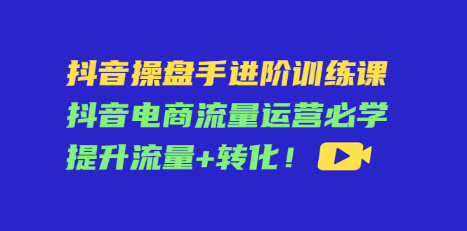【副业项目4600期】抖音操盘手进阶训练课：抖音电商流量运营必学，提升流量+转化-行行副业