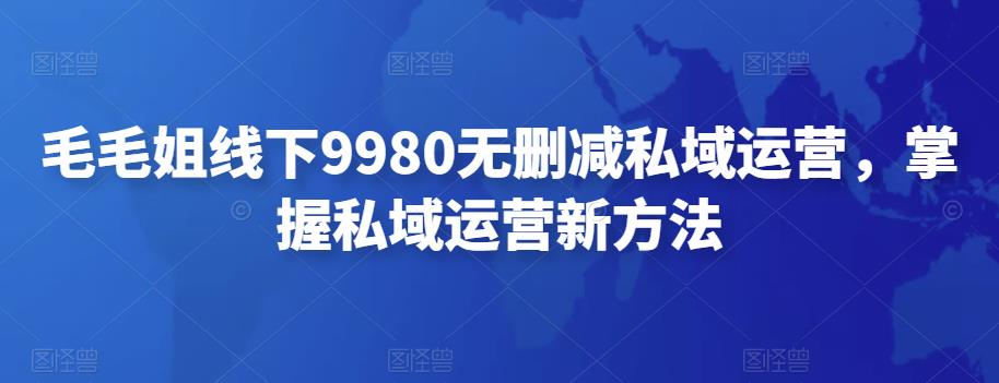 【副业项目4650期】毛毛姐线下9980无删减私域运营，掌握私域运营新方法-行行副业