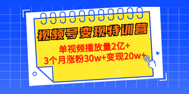 【副业项目4713期】20天视频号变现特训营：单视频播放量2亿+3个月涨粉30w+变现20w+-行行副业