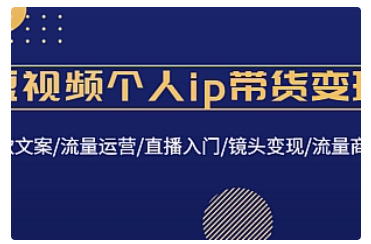 【副业项目4835期】短视频个人ip带货变现：爆款文案/流量运营/直播入门/镜头变现/流量商业-行行副业