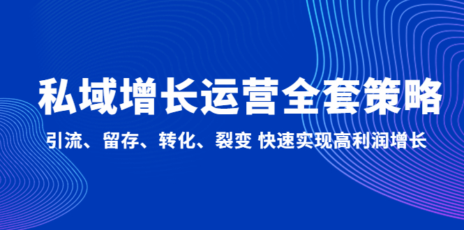 【副业项目5128期】私域增长运营全套策略：引流、留存、转化、裂变 快速实现高利润增长-行行副业