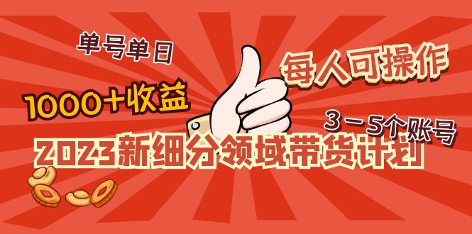 【副业项目5040期】2023新细分领域带货计划：单号单日1000+收益不难，每人可操作3-5个账号-行行副业