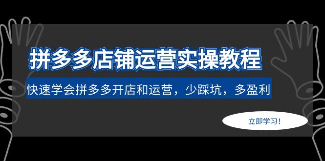 【副业项目5088期】拼多多店铺运营实操教程：快速学会拼多多开店和运营，少踩坑，多盈利-行行副业