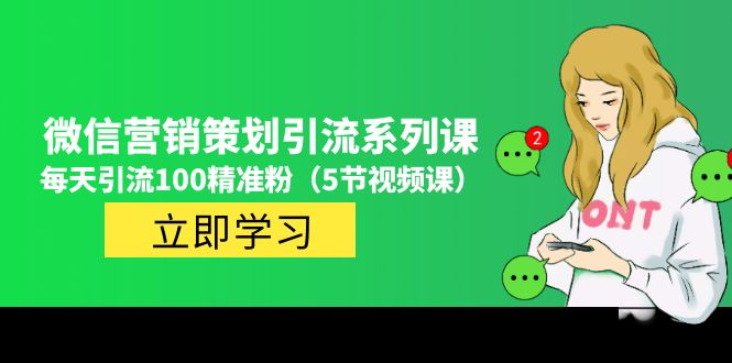 【副业项目5143期】价值百万的微信营销策划引流系列课，每天引流100精准粉（5节视频课）-行行副业