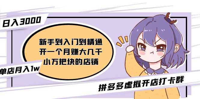 【副业项目5173期】拼多多虚拟开店打卡群：新手到入门到精通（昨日群里有小伙伴日入3000+）-行行副业