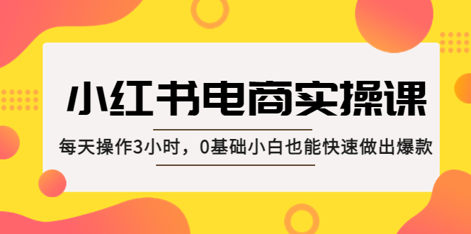【副业项目5332期】小红书·电商实操课：每天操作3小时，0基础小白也能快速做出爆款-行行副业