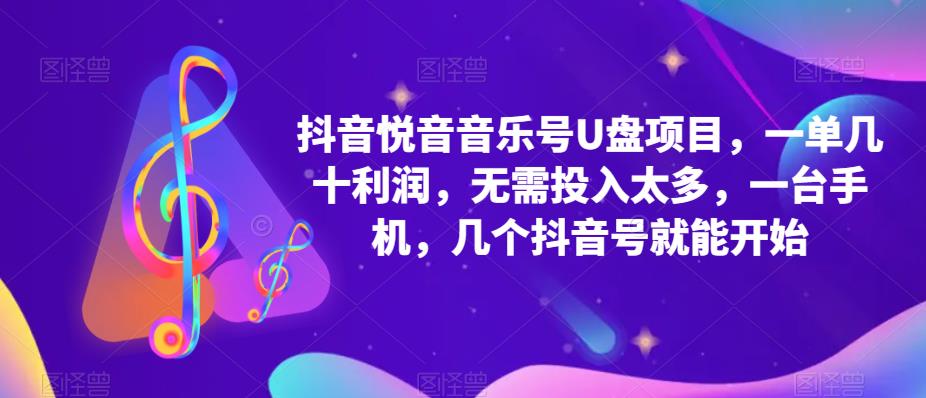 【副业项目5503期】抖音音乐号U盘项目 一单几十利润 无需投入太多 一台手机 几个抖音号就开始-行行副业