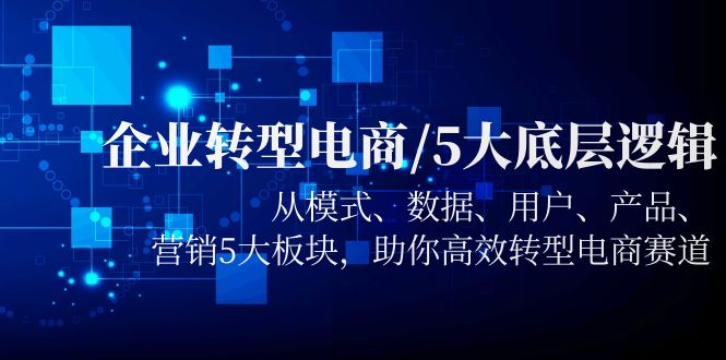 【副业项目5960期】企业转型电商/5大底层逻辑，从模式 数据 用户 产品 营销5大板块，高效转型-行行副业